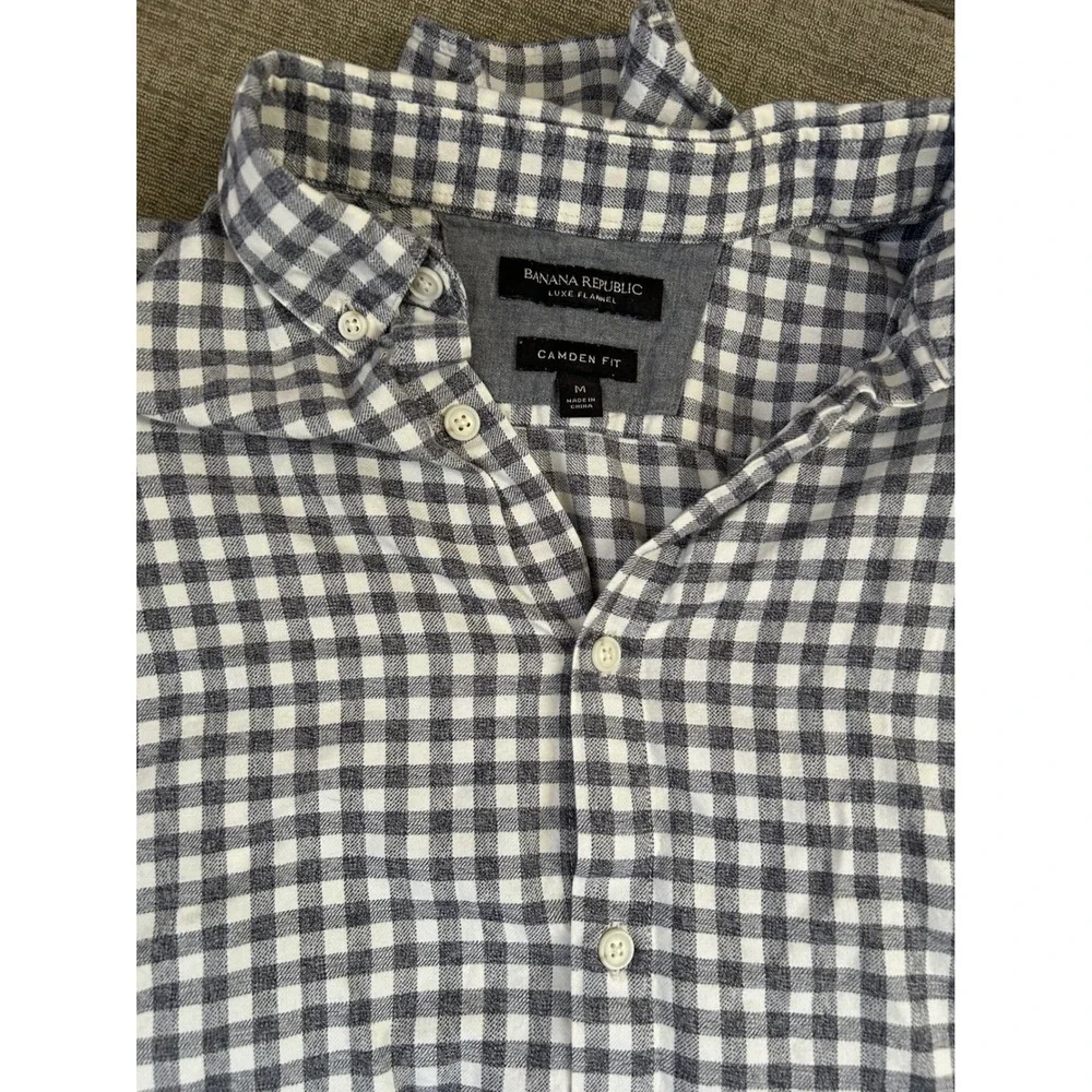 Banana Republic‎ Camden Fit Luxe Flannel Gingham Button Down Shirt Mens Medium